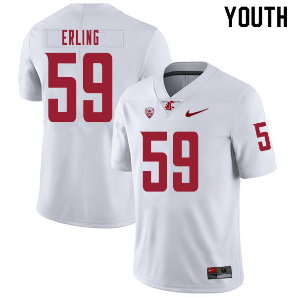 Youth #59 Joshua Erling Washington State Cougars College Football Jerseys Sale-White